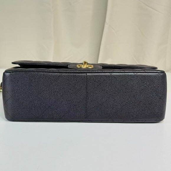 Chanel Black Caviar Jumbo Classic Flap Shoulder Bag with Gold Chain Strap - Picture 5 of 9